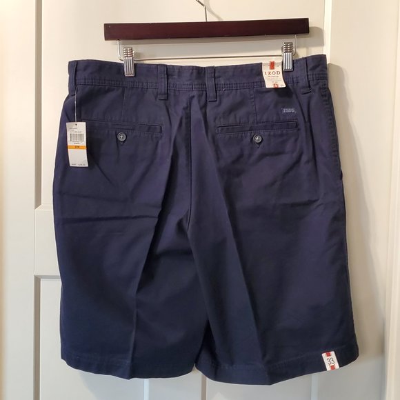 NWT IZOD SALTWATER MEN'S FLAT FRONT CARGO BLUE SHORTS SIZE 33W - Picture 5 of 6